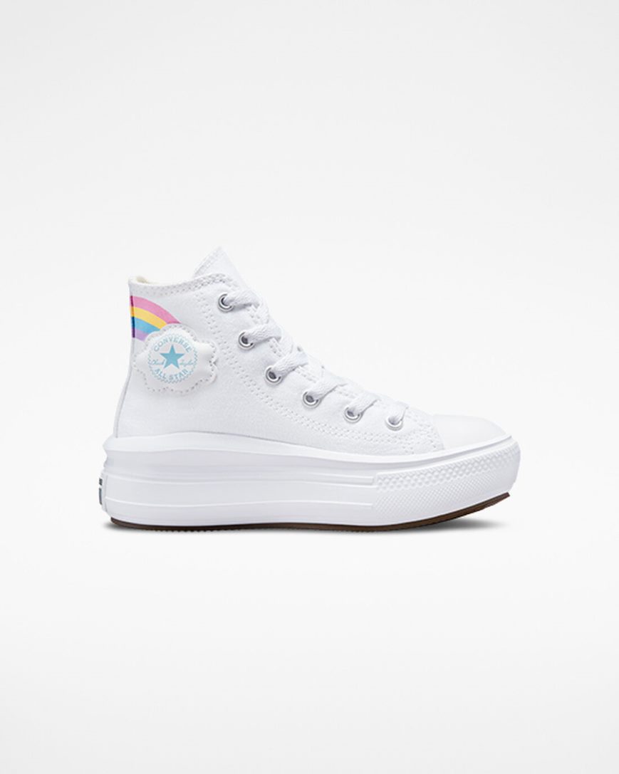 Zapatos Plataforma Converse Chuck Taylor All Star Move Rainbow Cloud Altas Niña Blancas Azules Rosas | PE EP0745